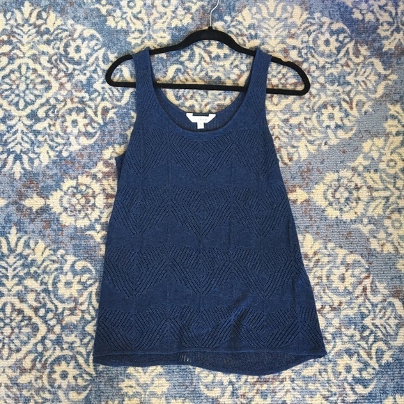 Charming Charlie's Blue Knit Tank Top Medium - Picture 1 of 4